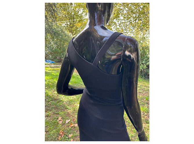 Diane Von Furstenberg Schwarzes Kleid mit asymmetrischen Trägern - Ansicht 6