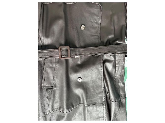 Autre Marque Trench in pelle marrone scuro uomo - vista 16
