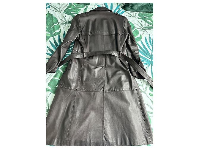 Autre Marque Trench in pelle marrone scuro uomo - vista 5