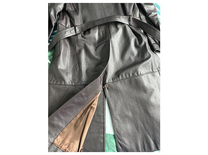 Autre Marque Trench in pelle marrone scuro uomo - vista 6