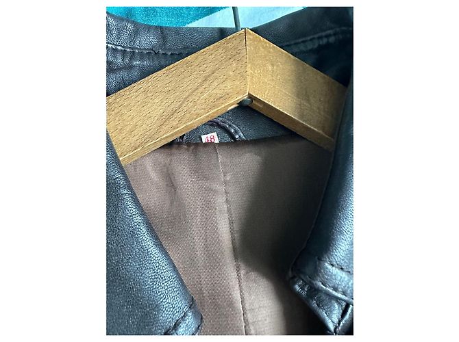 Autre Marque Trench in pelle marrone scuro uomo - vista 8
