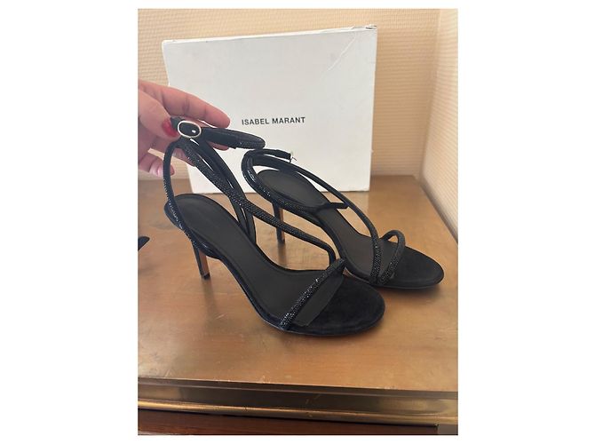 Décolleté Isabel Marant in pelle di cervo neri con strass Nero - vista 10