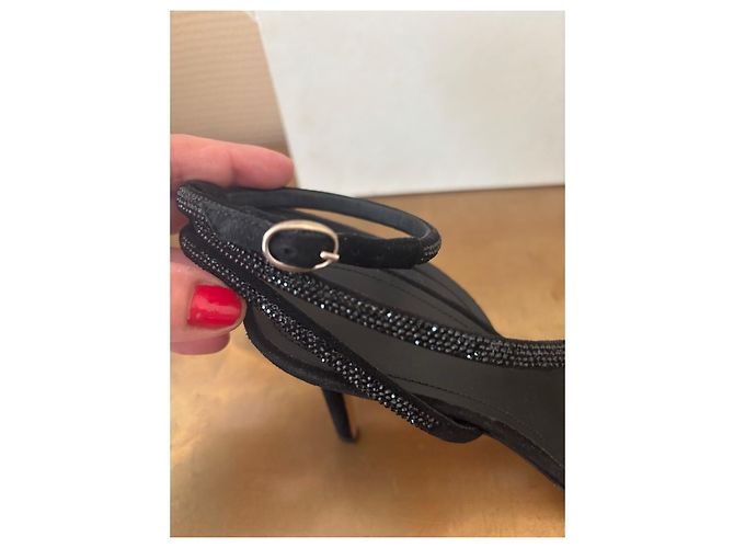 Décolleté Isabel Marant in pelle di cervo neri con strass Nero - vista 3
