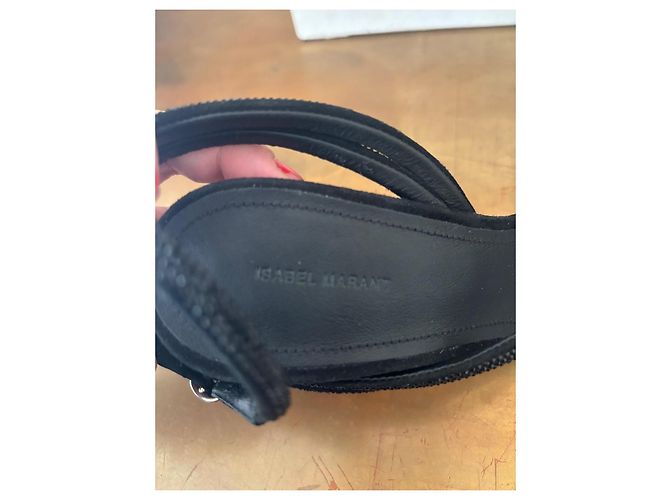 Décolleté Isabel Marant in pelle di cervo neri con strass Nero - vista 4