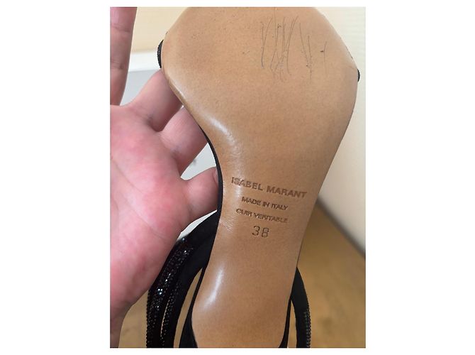 Décolleté Isabel Marant in pelle di cervo neri con strass Nero - vista 8