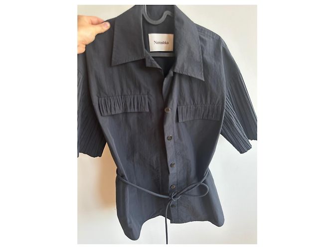 Nanushka Camara Camicia in Popeline Tecnico Nera XS Nero - vista 2
