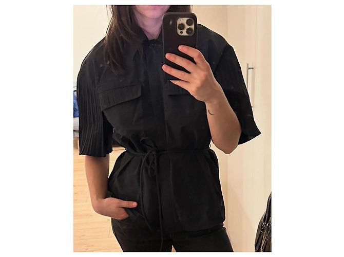 Nanushka Camara Camicia in Popeline Tecnico Nera XS Nero - vista 3