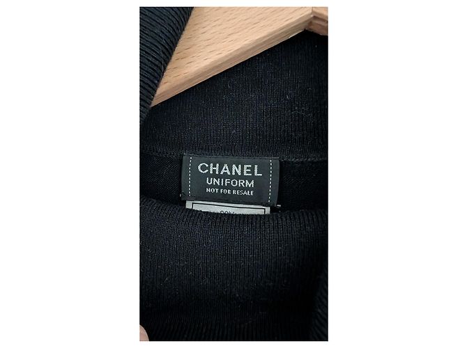 Cambon Chanel Pulôver de gola alta em lã e algodão preto - vista 6