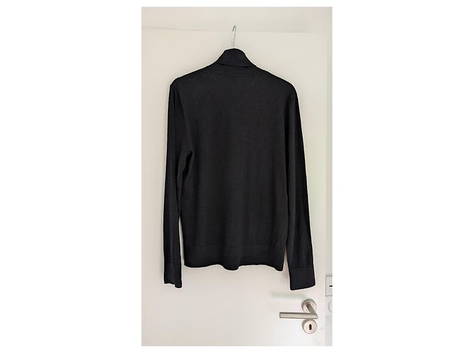 Cambon Chanel Pulôver de gola alta em lã e algodão preto - vista 8