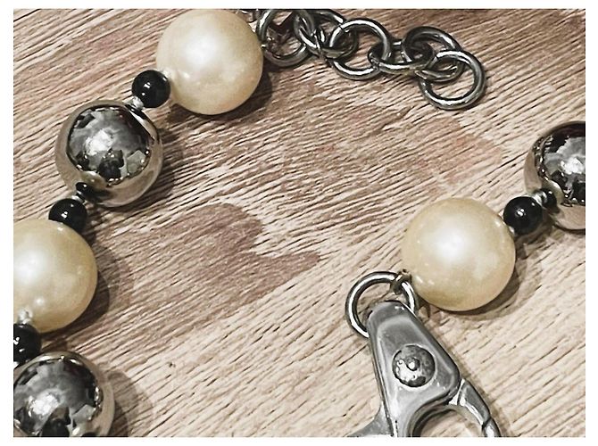 Splendido collier DOLCE & GABBANA con perle alternate a boule argento Bianco sporco - vista 4