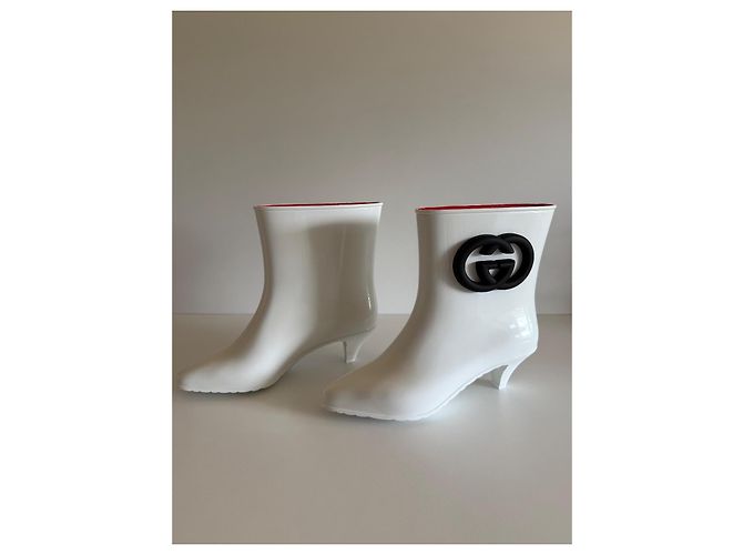 Botines Gucci Interlocking de goma blancos - vista 4