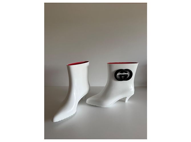 Botines Gucci Interlocking de goma blancos - vista 5