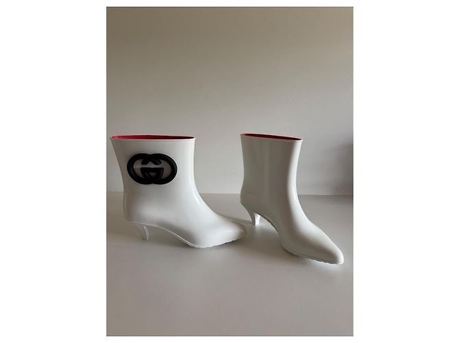 Botines Gucci Interlocking de goma blancos - vista 6