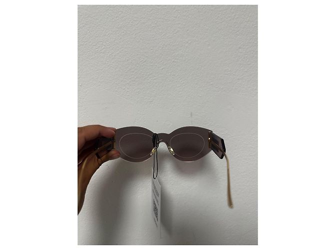 Gafas de sol escudo con placa Damier de Versace Rosa Dorado Marrón claro - vista 6