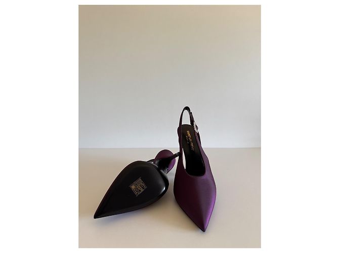 Yves Saint Laurent Yasmeen Décolleté in seta viola 38 - vista 10