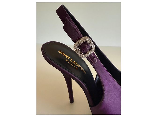 Yves Saint Laurent Yasmeen Décolleté in seta viola 38 - vista 11