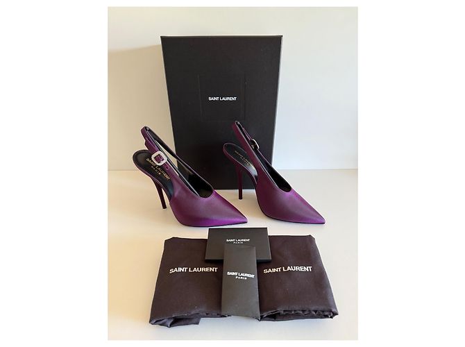 Yves Saint Laurent Yasmeen Décolleté in seta viola 38 - vista 2