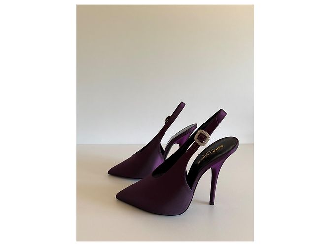 Yves Saint Laurent Yasmeen Décolleté in seta viola 38 - vista 4