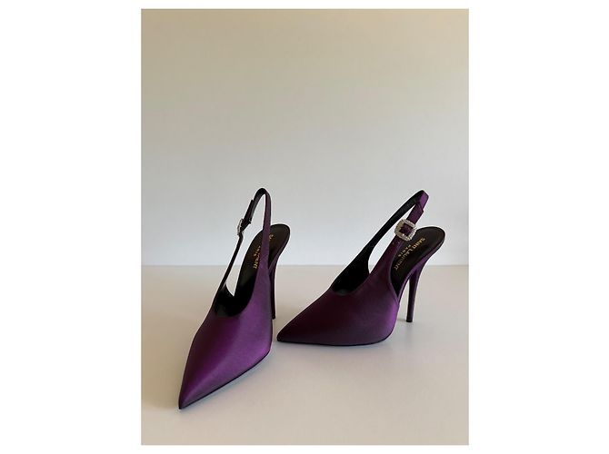 Yves Saint Laurent Yasmeen Décolleté in seta viola 38 - vista 5