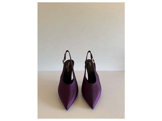 Yves Saint Laurent Yasmeen Décolleté in seta viola 38 - vista 7