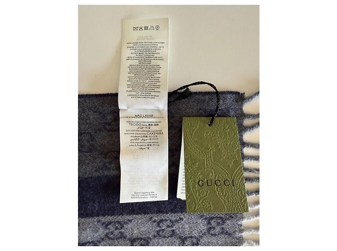 Sciarpa Gucci Marmont Blu Cachemire e Lana - vista 10