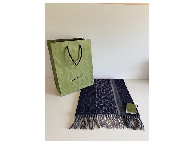 Sciarpa Gucci Marmont Blu Cachemire e Lana - vista 2
