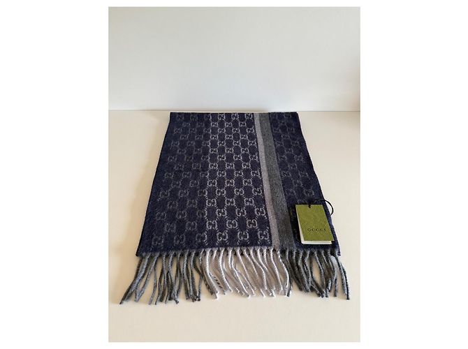 Sciarpa Gucci Marmont Blu Cachemire e Lana - vista 3
