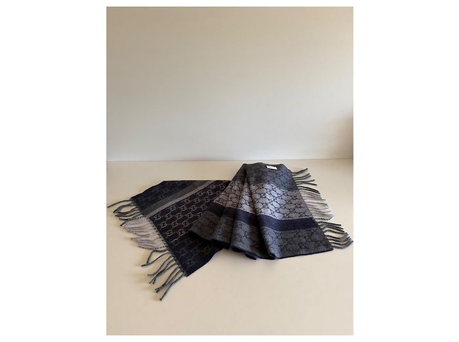 Sciarpa Gucci Marmont Blu Cachemire e Lana - vista 6