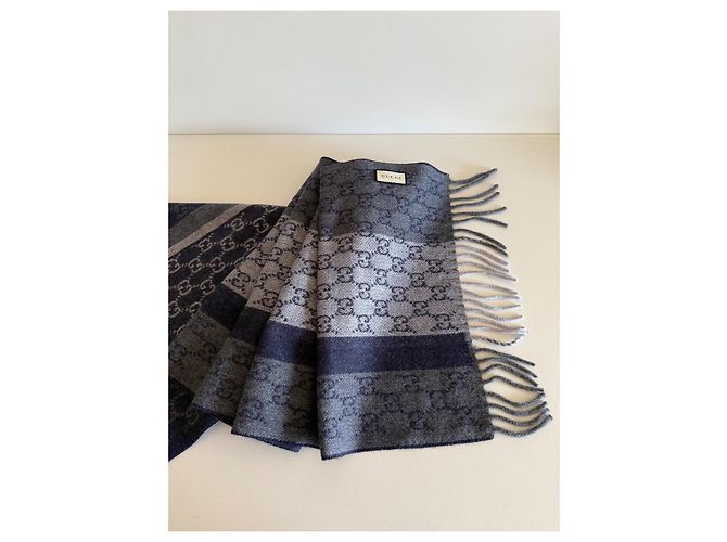 Sciarpa Gucci Marmont Blu Cachemire e Lana - vista 7