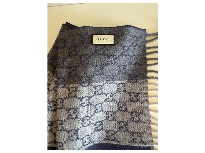 Sciarpa Gucci Marmont Blu Cachemire e Lana - vista 8