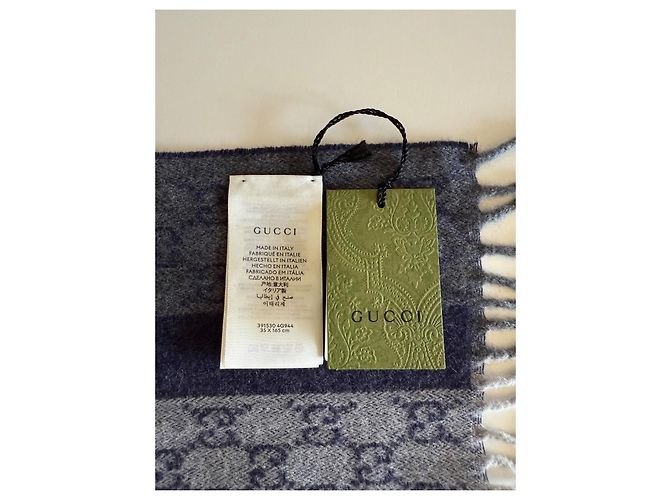 Sciarpa Gucci Marmont Blu Cachemire e Lana - vista 9