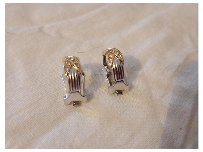 Orecchini Dior Clip Metallo Argentato e Dorato con Strass Argento D'oro - vista 10