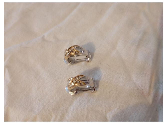 Orecchini Dior Clip Metallo Argentato e Dorato con Strass Argento D'oro - vista 11