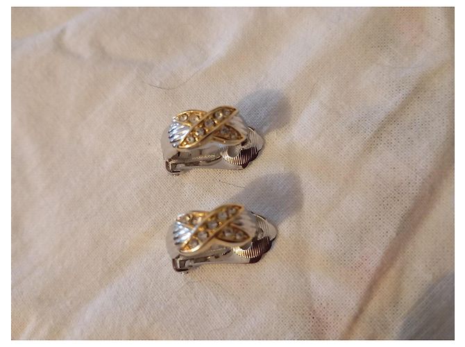 Orecchini Dior Clip Metallo Argentato e Dorato con Strass Argento D'oro - vista 2