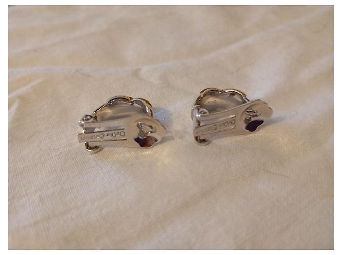 Orecchini Dior Clip Metallo Argentato e Dorato con Strass Argento D'oro - vista 3