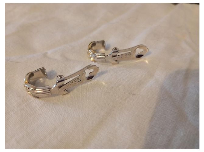 Orecchini Dior Clip Metallo Argentato e Dorato con Strass Argento D'oro - vista 4
