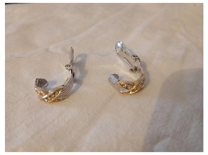 Orecchini Dior Clip Metallo Argentato e Dorato con Strass Argento D'oro - vista 5
