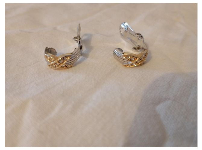 Orecchini Dior Clip Metallo Argentato e Dorato con Strass Argento D'oro - vista 6