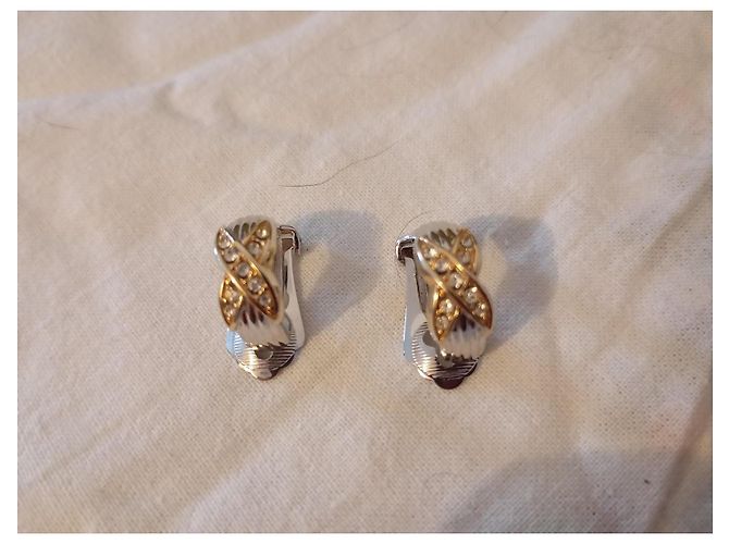 Orecchini Dior Clip Metallo Argentato e Dorato con Strass Argento D'oro - vista 7