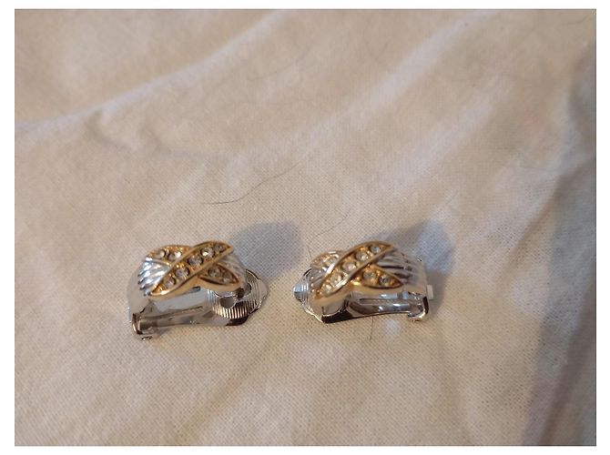 Orecchini Dior Clip Metallo Argentato e Dorato con Strass Argento D'oro - vista 8