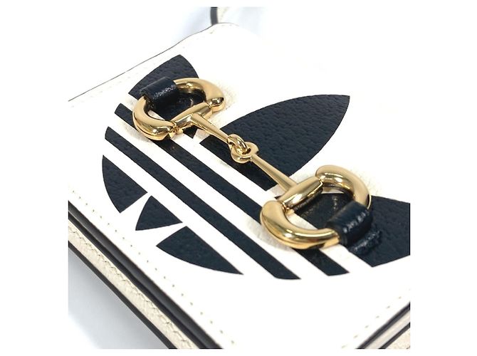 Portafoglio bi-fold Gucci Adidas in pelle nero e bianco - vista 5