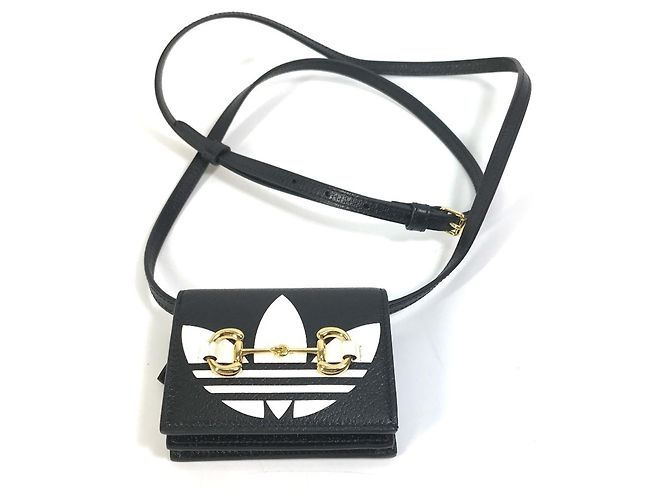 Portafoglio a spalla con logo Gucci 702248 Nero Bianco - vista 14