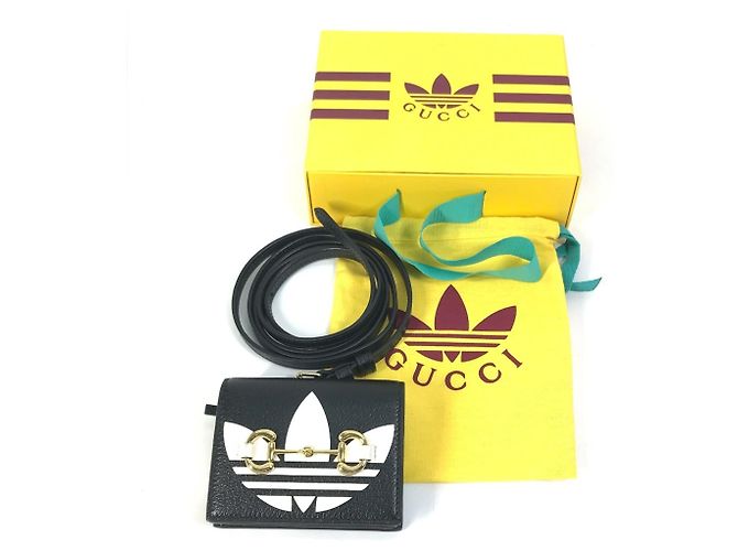 Portafoglio a spalla con logo Gucci 702248 Nero Bianco - vista 16