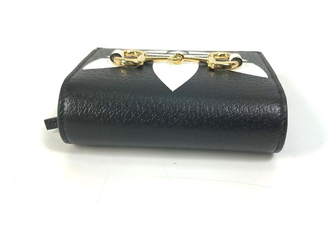 Portafoglio a spalla con logo Gucci 702248 Nero Bianco - vista 4