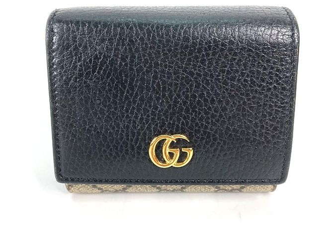 Billetera Compacta Marmont GG Supreme de Gucci Negro Beige - vista 2