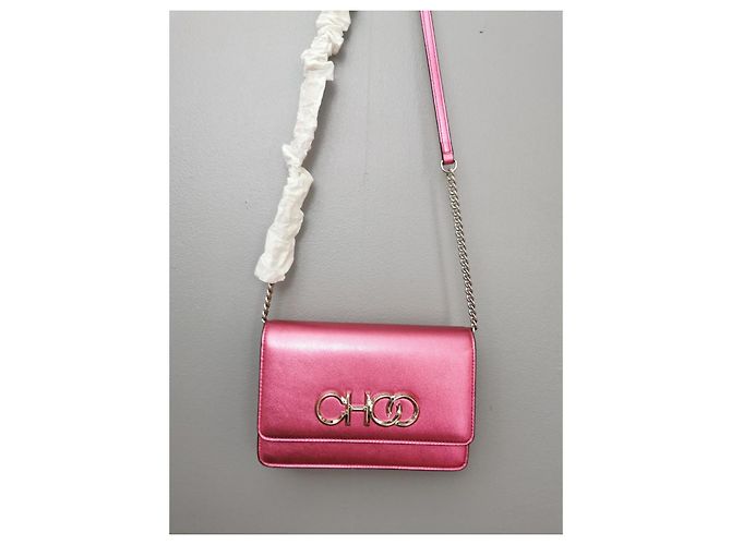 Borsa Jimmy Choo in pelle rosa metallizzata Argento Metallico - vista 10