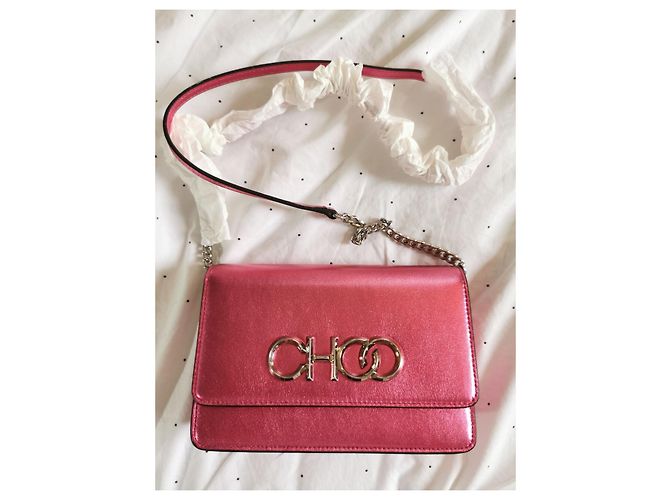 Borsa Jimmy Choo in pelle rosa metallizzata Argento Metallico - vista 14