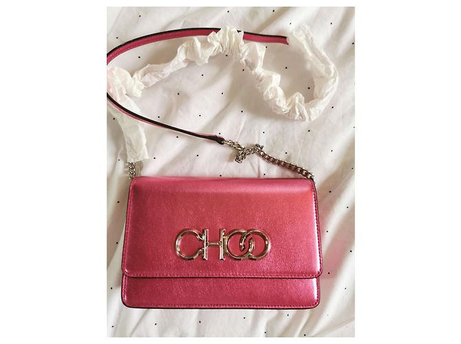 Borsa Jimmy Choo in pelle rosa metallizzata Argento Metallico - vista 2
