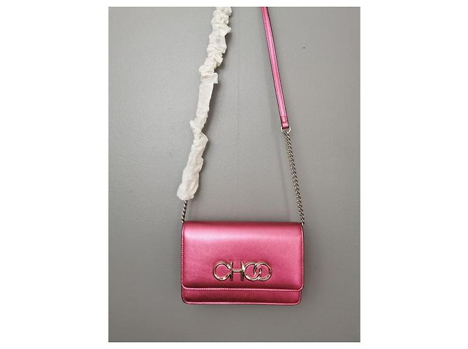 Borsa Jimmy Choo in pelle rosa metallizzata Argento Metallico - vista 3