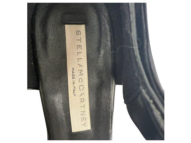 Stella Mc Cartney Sandali con zeppa Elyse in pelle nera di Stella McCartney Nero - vista 5